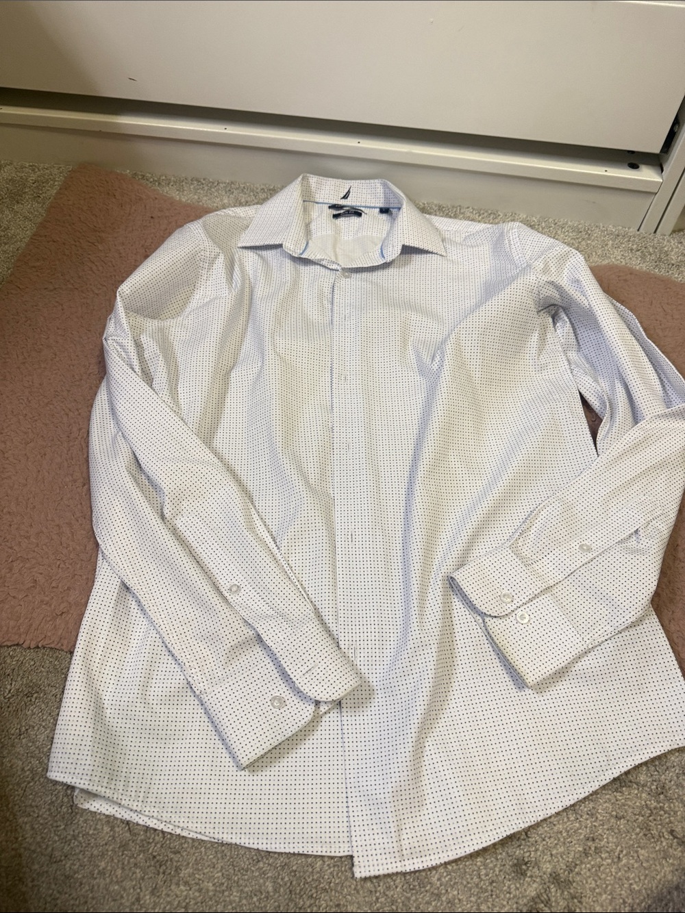 Nautica White Dress Shirt with Micro Dot Pattern